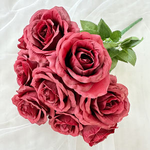 Fiori artificiali a 9 teste grande corno rosa di seta artificiale <span class=keywords><strong>rose</strong></span> fiori decorazione per la casa di nozze decorazione della tavola decorazione - Product Image 4