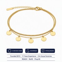 Bracelet double couche tendance en acier inoxydable plaqué or 18 carats de haute qualité pour femme, idéal pour les fêtes, cadeaux, vente en gros de bijoux