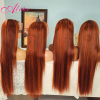 Perruque Lace Front HD P4 350 Ombré avec mèches, Cheveux Humains Brun Roux, Perruque Lace Front 13x4 avec mèches