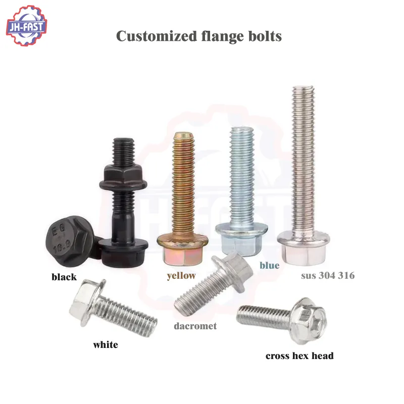 Zeskant Kop Gekartelde Flensbouten Roestvrij Staal M4 M5 M6 M8 M10 M16 Din 6921 Din6921 A2 Grade 10.9 Zeshoekige Hex Flens Kop Bouten