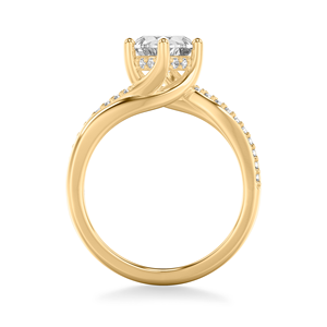 แหวนหมั้นเพชร CVD ทรงหัวใจ ทองคำแท้ 10K/14K/18K ดีไซน์เกลียวแหวก ฝังเพชรด้านข้าง สำหรับผู้หญิง - Product Image 3