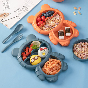 <span class=keywords><strong>Vaisselle</strong></span> pour enfants très vendue, ensemble complet de produits de repas sans BPA, assiette bébé en silicone mignonne, plateau bébé tigre mignon - Product Image 2