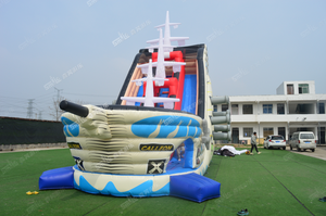 Nouvelle conception de toboggan gonflable en forme de bateau <span class=keywords><strong>pirate</strong></span>, toboggan gonflable commercial pour parc avec piscine à vendre, <span class=keywords><strong>jeu</strong></span> sportif - Product Image 2