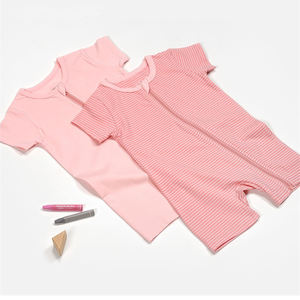 3-24 <span class=keywords><strong>mesi</strong></span> pagliaccetto con cerniera a maniche corte in cotone pigiama da bambina <span class=keywords><strong>2</strong></span> Pack tute per dormire e giocare - Product Image 5