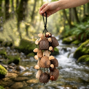 Wholesale Hand‑crafted Natural Fruit Shell Cluster Shaker Bells Cotton Rope Hanging <b>Wind</b> <b>Chime</b> For Sound Therapy - Product Image 4