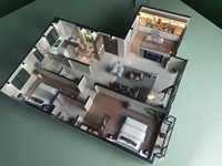 Modelo de planificación arquitectónica residencial personalizable con diseño de modelo 3D e iluminación LED