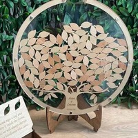 Boîte à cartes créative en bois en forme de feuille de saule pour mariage, livre d'or de réception, panneau de bureau pour fête d'anniversaire