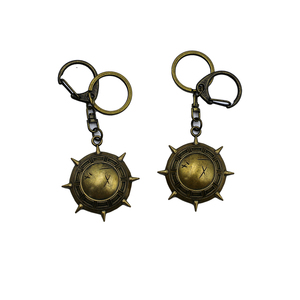 Metallic Vintage Antique Brass Mini Weapons Keychain Meteor Hammer <b>Key</b> Chain Moving Eye Keychain - Product Image 1