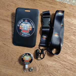 Factory direct stock of easy-open <b>buckle</b> pattern UV printed card holders, polyester lanyard webbing sets, easy-open logo can be - Product Image 3