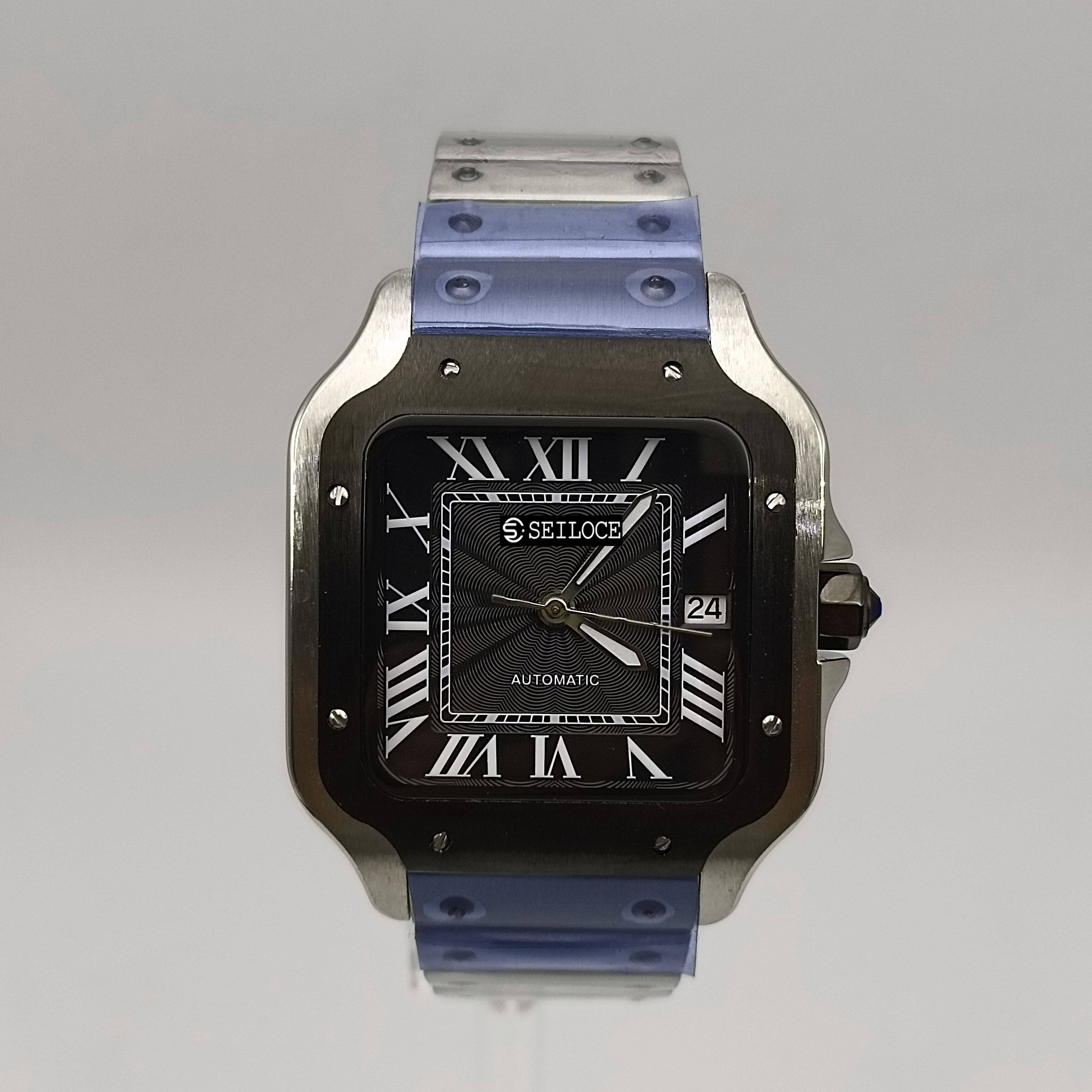 ตัวเรือนสีเงินดำ+หน้าปัดสีดำ