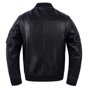 Veste en <span class=keywords><strong>cuir</strong></span> véritable <span class=keywords><strong>de</strong></span> style classique MA-1 en peau d'agneau, veste bomber en <span class=keywords><strong>cuir</strong></span> véritable <span class=keywords><strong>de</strong></span> style <span class=keywords><strong>Air</strong></span> Flight Force pour hommes - Product Image 2