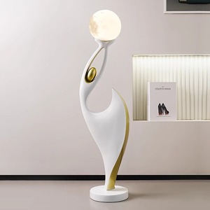 יוקרה מודרנית מנורת רצפה גדולה מעץ רך קישוטי סלון טלוויזיה אולם כניסה ארון כניסה אמנות רהיטים קונסולת - Product Image 6