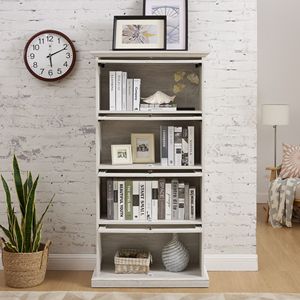 ตู้โชว์กระจก 4 ชั้น สไตล์เรียบหรูแบบชนบท พร้อมโต๊ะคอนโซลสำหรับบาร์ในบ้าน ประตูกระจกแบบพับขึ้นได้ - Product Image 2