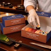 Boîte d'emballage alimentaire personnalisée pour sushis, pliable, à clapet, avec compartiments et support pour coupelles de sauce, idéale pour les plats à emporter