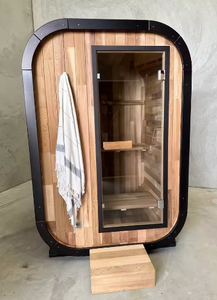HELIUS Vente Flash Sauna Extérieur en Bois de Cèdre Rouge/Hemlock avec Toit en Tuiles Noires Imperméables, Capacité 1-2 Personnes - Product Image 2