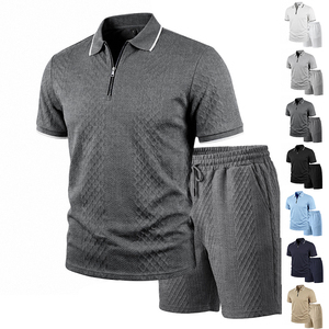 Conjunto de Camiseta y Pantalones Cortos Deportivos para Hombre, de Verano, Tejidos, Bordados, 100% Poliéster, de Secado Rápido, con Logotipo Personalizado - Product Image 1