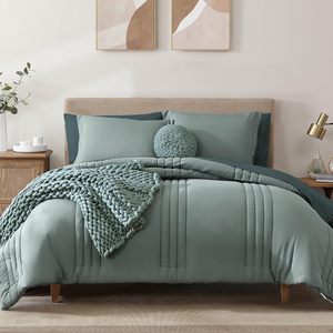 New item 7 piece Breathable rắn màu Vua Kích thước <span class=keywords><strong>comforters</strong></span> tấm ga trải giường thiết lập - Product Image 1