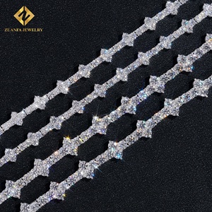 สร้อยข้อมือเพชรทรงกลมสีขาวประดับเพชรแบบ Iced Out ของ ZUANFA JEWELRY เงินแท้ 925 เครื่องประดับโมอิสซาไนต์ สไตล์ฮิปฮอป สามารถสวมซ้อนกันได้ สำหรับผู้ชาย - Product Image 2