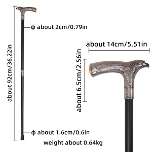 Canne de luxe en métal avec poignée tête d'aigle, design sculpté, bâton de marche pour gentleman, accessoire formel - Product Image 2