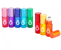 Vente en gros de flacons à bille en verre imprimé givré coloré de 5 ml, flacons vides pour huiles essentielles et parfums, flacons de décantation