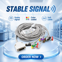 Consommables médicaux Caremed compatibles avec le câble EKG à connexion directe Mortara Portrait, 10 fils, clip IEC, 3,4 m