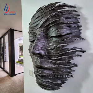 Grande Statue de <span class=keywords><strong>Visage</strong></span> Humain d'Art en Métal Bronze Abstrait <span class=keywords><strong>Sculpture</strong></span> de <span class=keywords><strong>Visage</strong></span> Mural Intérieur et Extérieur en 3D - Product Image 2