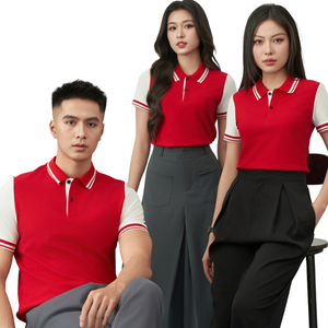 Polo transpirable de dos tonos 65% algodón 35% Spandex 210GSM logotipo personalizado precio al por mayor - Product Image 4