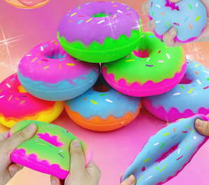 Luckykoo New Fluffy Soft Fidget Stress Relief Toys Squeeze Anti Stress Decompression <b>Squishy</b> Round Doughnut Toys - Product Image 2
