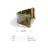 Pulsera Ancha de Resina Acrílica con Diseño Trenzado, Chapada en Oro de 18K, de Acero Inoxidable, para Joyería Festiva, Modelo XY 6877, Bajo MOQ