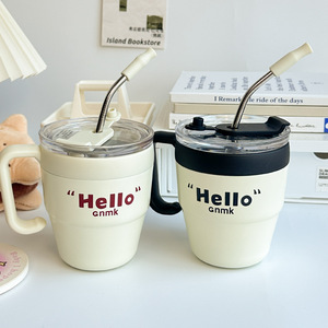 Hello Gnmk Insulated Tumbler With Straw 16oz Portable Coffee Mug For Men And Women - Product Image 1