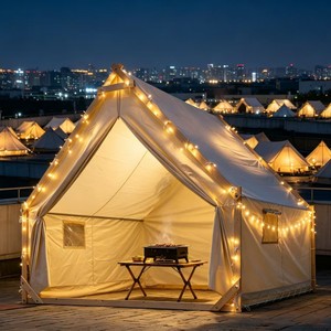 Pine <b>Tent</b> Triangular Camping <b>Tent</b> 3m X 3m <b>Single</b> Layer Rainproof Outdoor Use For 6-8 Persons Four Seasons - Product Image 1