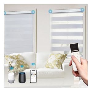 Nessuna vite esposta aggiornamento più recente telecomando doppio oscuramento grigio Zebra tende tapparelle elettriche per finestra - Product Image 2