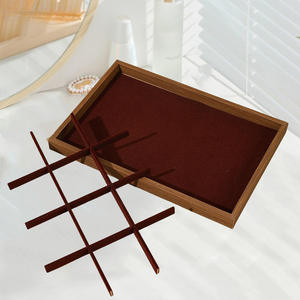 Nuevo Set de Joyería de Moda para Mujer, Bandeja de Almacenamiento de Joyería de Cuero, Bandeja de Madera Hecha a Mano con Divisores - Product Image 5