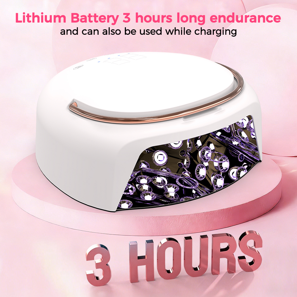 60W UV LED Nail Lamp Battery Powered High Quality Nail Dryer for Gel Polish 4 Timers Professional Nail Light Dual Lightsource