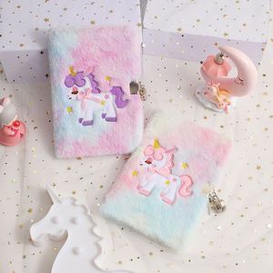 A5 160 Pages Plush Hardcover Notebook Cute Students Kids Journal Children Cartoon <b>Diary</b> With <b>Lock</b> - Product Image 3