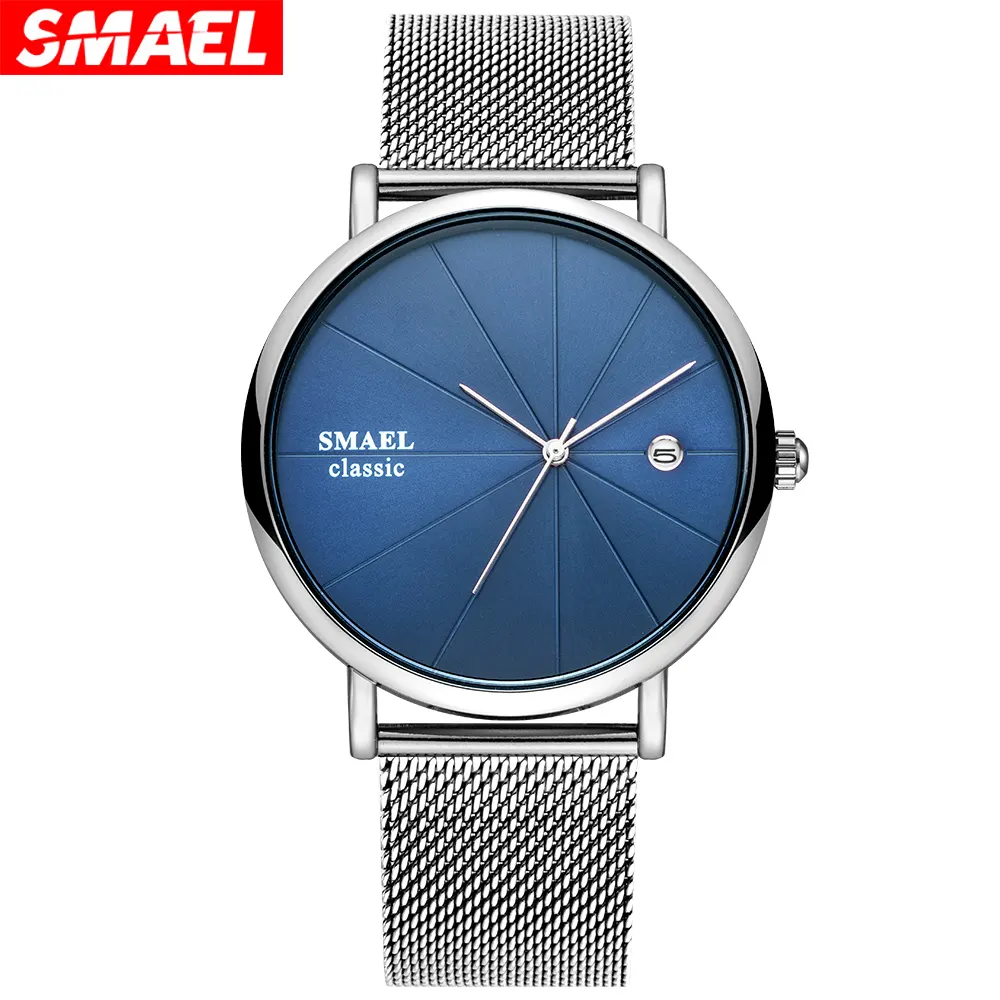 Relógio masculino impermeável, relógios de negócios com pulseira de malha fina, relógios minimalistas e esportivos de quartzo para homens