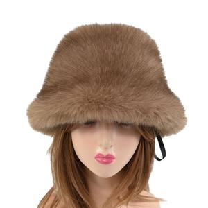 Gorro de Pescador de Piel para Mujer, Cálido y Afelpado, de Invierno, para Adultos, Moderno, en Gris, Marrón, Café, Beige y Rojo, con Estampado por Transferencia de Calor - Product Image 5