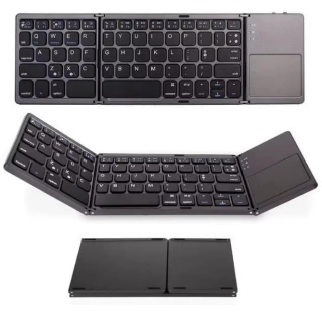 OEM ODM Foldable Keyboard with Touchpad Small TriFolding Travel Mini Compact Wireless Portable Keyboard for PC Laptop