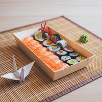 Boîte de service en bois pour sushis, fromages et desserts, plateau alimentaire trapézoïdal