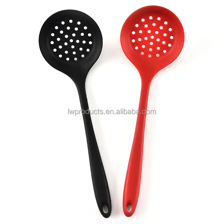 Seamless One-Piece Non-Stick Cooking Slotted Colander Spoon Skimmer Strainer Filter Silicone Skimmer Spoon