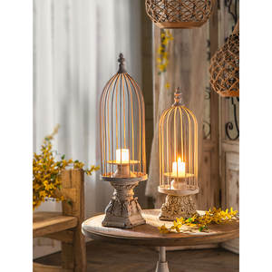 Portacandele a Gabbia per Uccelli in Stile Nordico, Bianco, Creativo in Filo di Ferro, Decorazione per Tavolo e Vetrina - Product Image 1