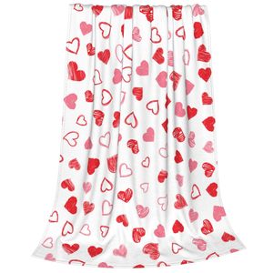 Manta de Cama de Franela de Poliéster Roja con Forma de Corazón, Cubrecama de Sofá a Rayas, para las Cuatro Estaciones, Regalo de San Valentín para el Hogar - Product Image 5