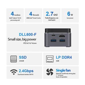 Sibolan <span class=keywords><strong>Mini</strong></span> PC Core Win 11 chơi game PC <span class=keywords><strong>mini</strong></span> 6GB DDR4 128GB máy tính DLL600-FN42 PC trong tel-celeron N4020 Pocket máy tính HD cổng - Product Image 3