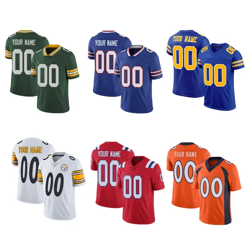 Nieuwkomers Groothandel Goedkope 32 Teams Stich Naam Nummer Usa Mannen Geborduurd Custom American Football Jersey