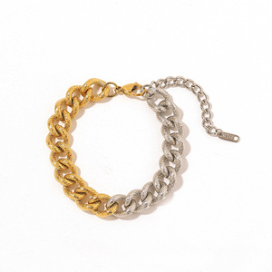 Stainless Steel <b>Bracelet</b> <b>Gold</b> Plated 18k <b>Adjustable</b> Chain Link Unisex Jewelry - Product Image 2