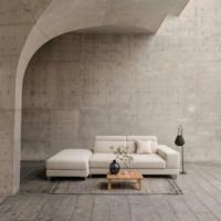 Canapé trois places en tissu, styles variés, structure en bois, design moderne et minimaliste, inclinable, écologique, confort doux pour la vie quotidienne