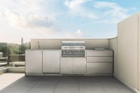 Meubles de cuisine extérieurs professionnels Vermonhouzz en acier inoxydable 304, résistants aux intempéries, couleur argent naturel, pour îlot BBQ