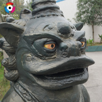 Grande statue de chien Foo en bronze grandeur nature, sculpture traditionnelle chinoise de lion gardien pour l'entrée du jardin et la décoration Feng Shui des hôtels
