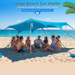 Tenda Parasole da Spiaggia Oxford Quattro Stagioni UPF 50+ con Sacchi di Sabbia Antivento Portatile per Campeggio e Pesca all'Aperto - Product Image 2