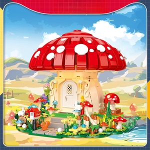 Jie Star JJ9185 Set di Costruzioni per Bambini, Modello Casa <span class=keywords><strong>delle</strong></span> Fate a Forma di Fungo, Villaggio Magico con Luci LED, Blocchi da Costruzione Fai-da-Te - Product Image 2